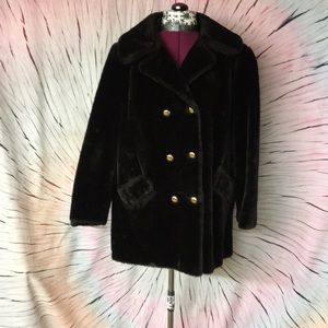 Vintage dark brown faux fur coat